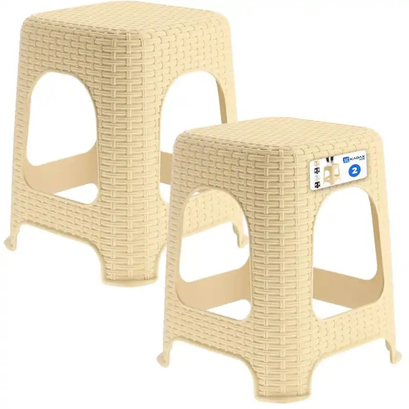 Taboret rattan 45 x 26 cm beżowy, 2 szt.