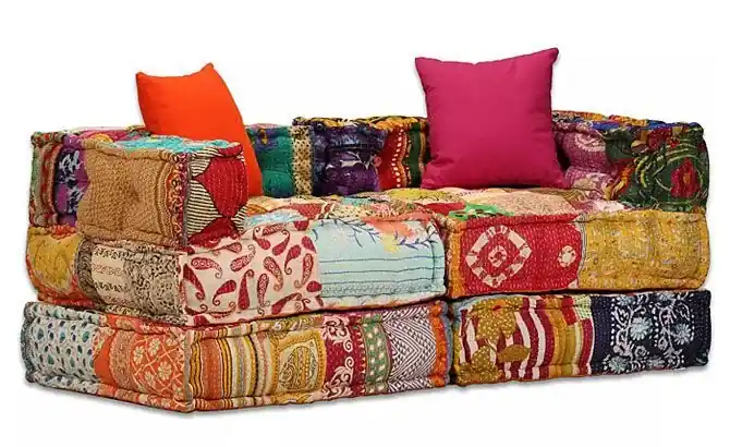 Kolorowa sofa Patchwork modułowa 2-osobowa - Montanex 3D