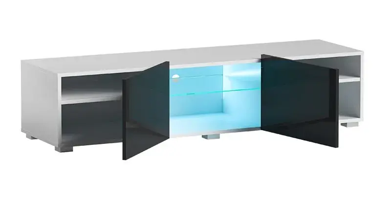 Elegancka szafka rtv Kalan 2X - biała + czarna