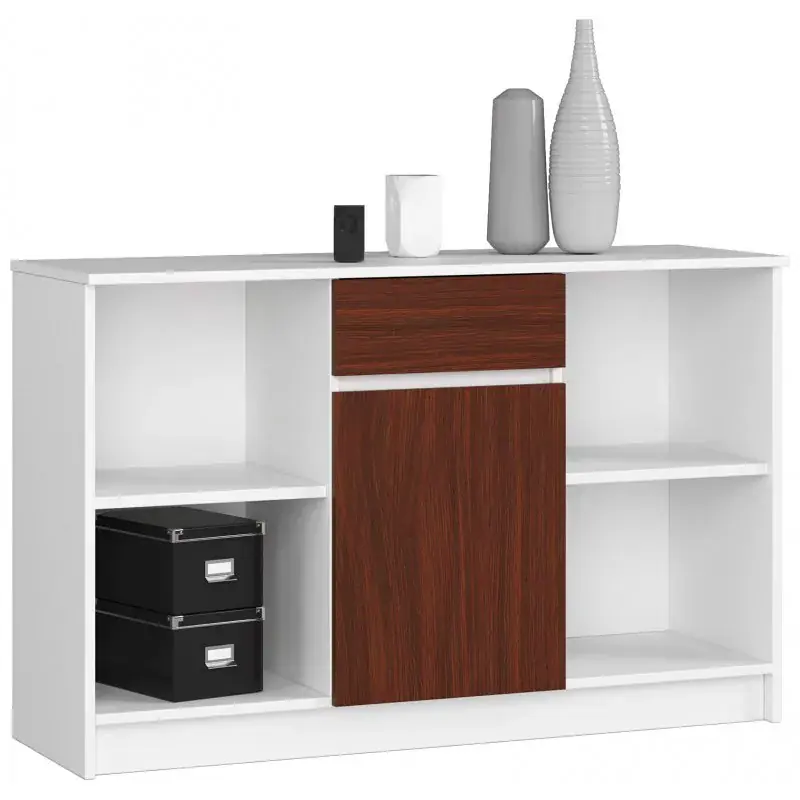 Komoda z szufladą biała + wenge - Bereno 3X