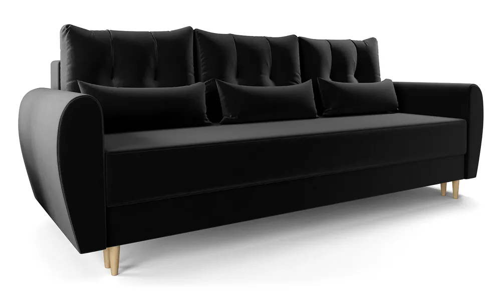 Czarna sofa rozkładana - Sinsiew 3X