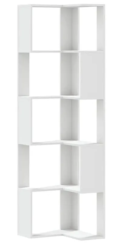Biały narożny minimalistyczny regał - Olla